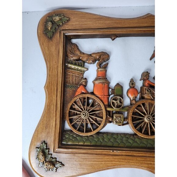 Vintage Burwood Victorian Carriage Horses Carved Dimensional Wall Plaque - Picture 4 of 9